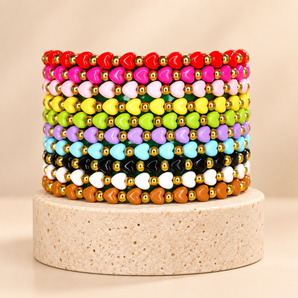 Petite Slim Heart Stretchy Cup Bracelet (Pick Color)