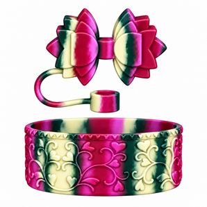 Grit & Grace Heart Scroll Shorty Bottle Boot & Gracie Straw Topper – Sugar Plum