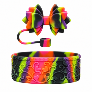 Heart Scroll Shorty Bottle Boot & Gracie Straw Topper (Candy Cauldron)