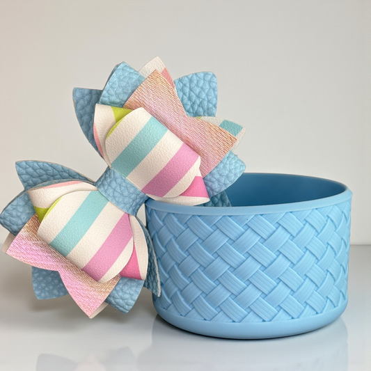 Blue Stripes Bow