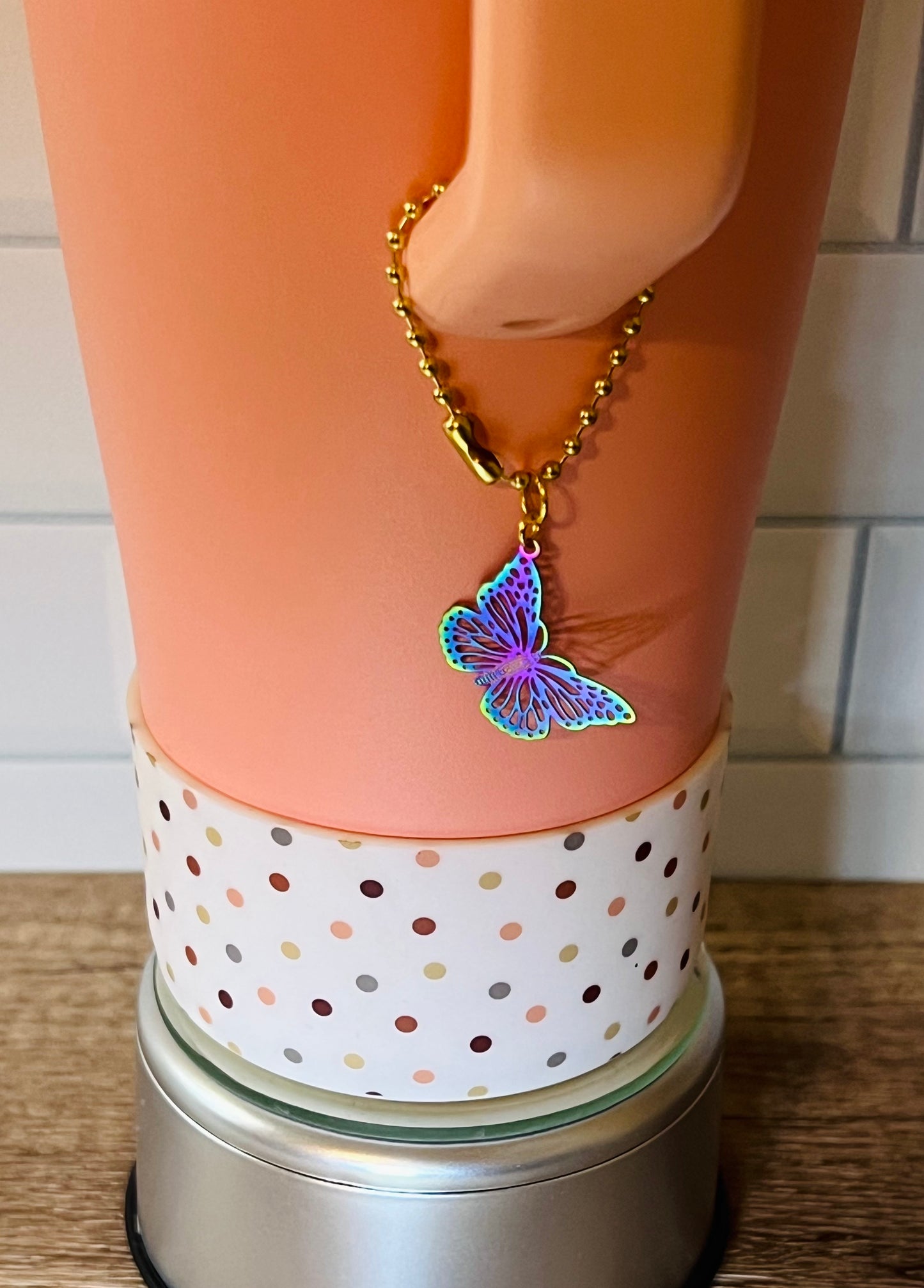 Iridescent Butterfly Handle Charm
