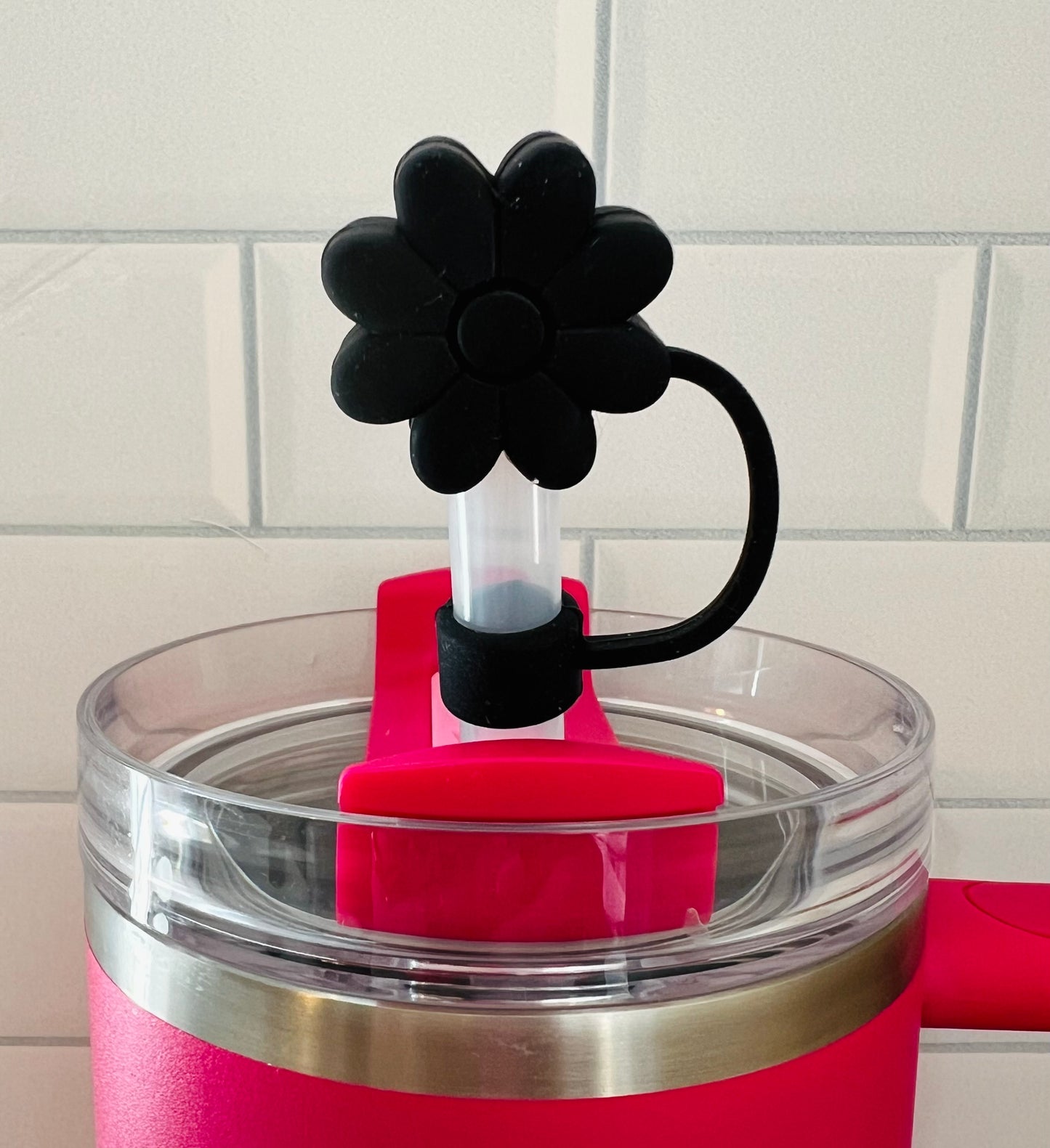 Black Daisy Straw Topper