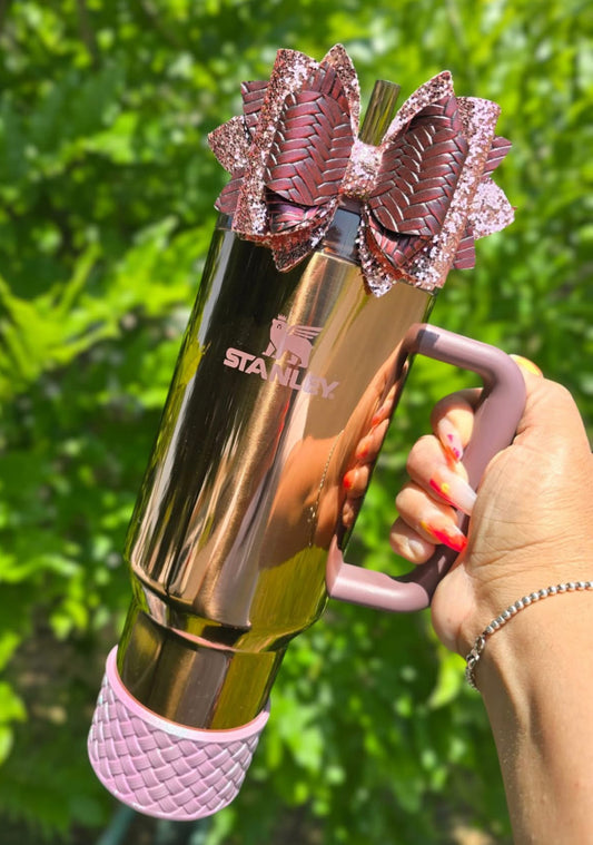 Basketweave Pearlescent Mauve Shimmer Boot