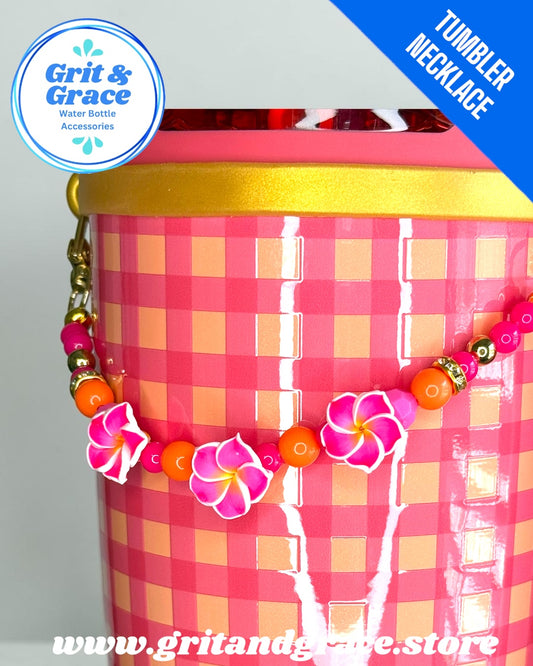 Tumbler Necklace Jewelry - Pink Hibiscus