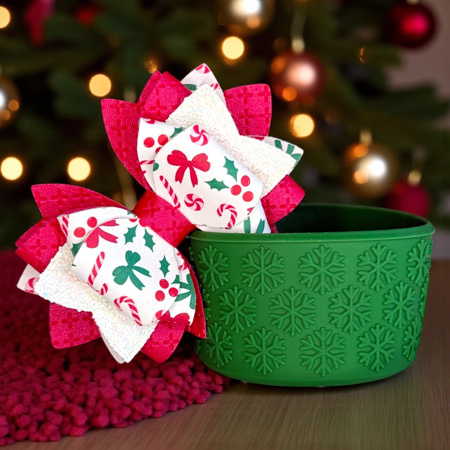 Red & Green Holly Bow
