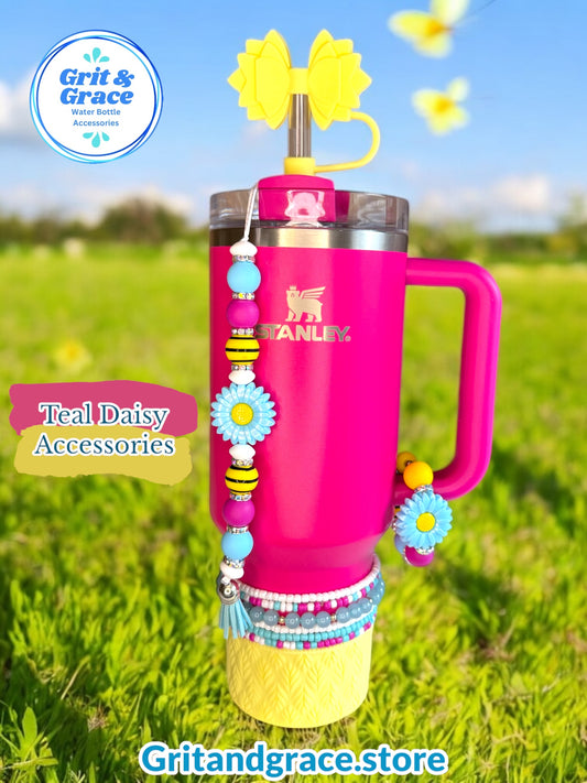 Teal Daisy Handle Bracelet