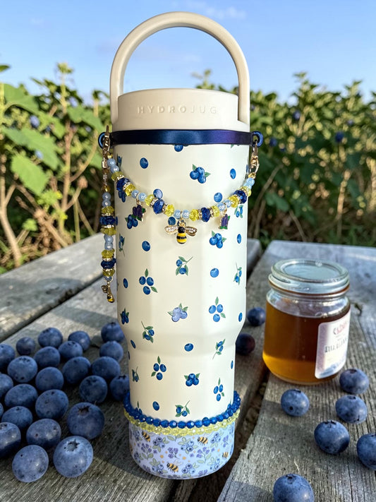 Hang Anywhere Beaded Blueberry Bees Charm