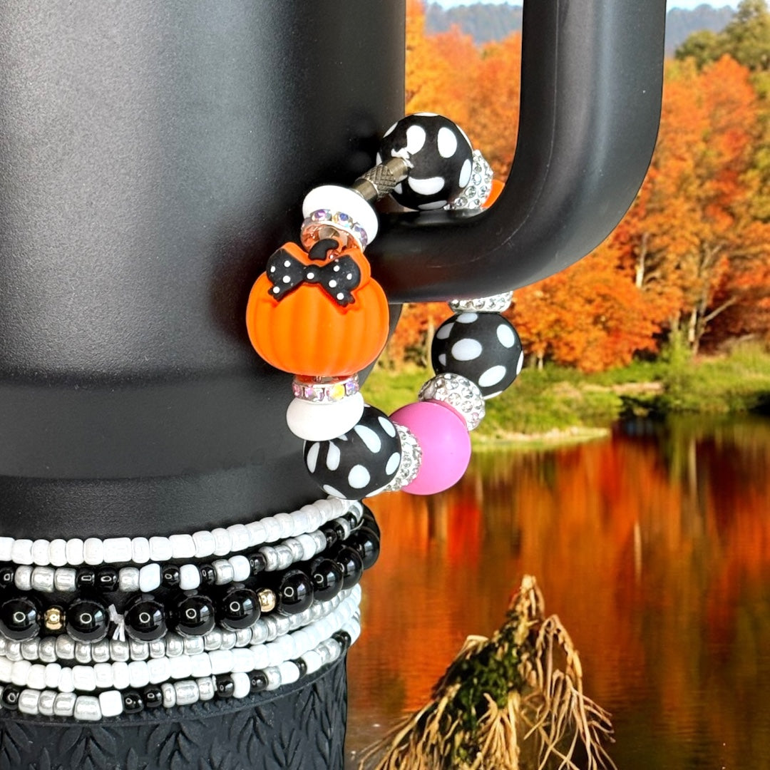 Orange Polka Dot Pumpkin Handle Bracelet