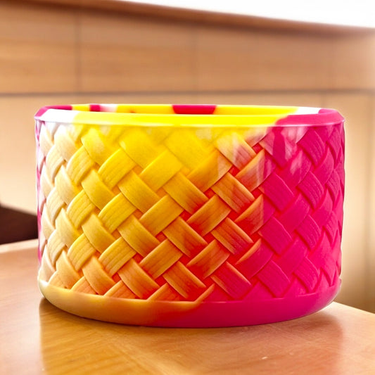 Basketweave Hot Pink & Yellow Swirl Boot