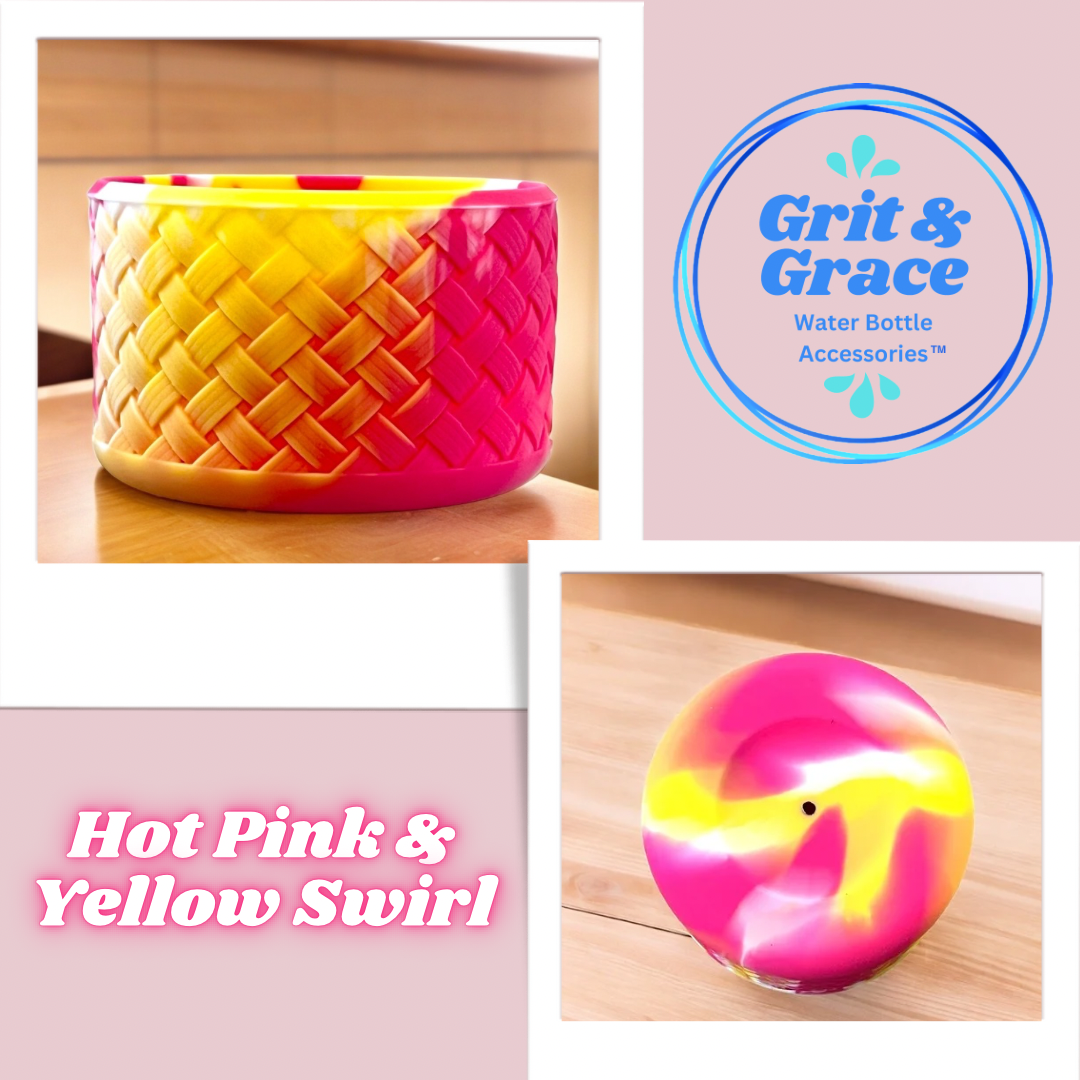 Basketweave Hot Pink & Yellow Swirl Boot
