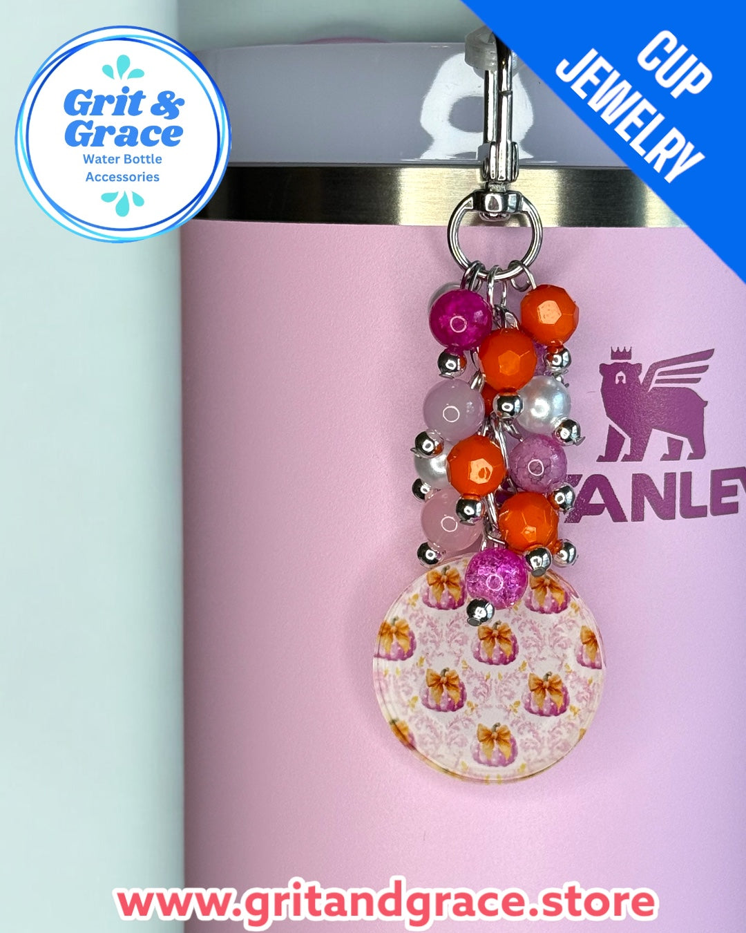 Round Medallion Polka Dot Pumpkin Cup Jewelry
