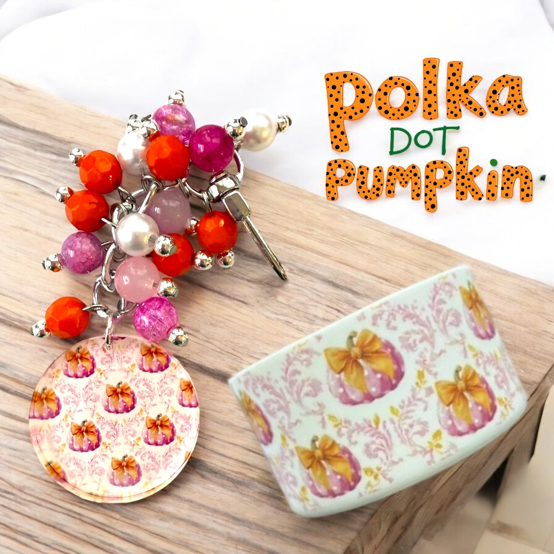 Round Medallion Polka Dot Pumpkin Cup Jewelry