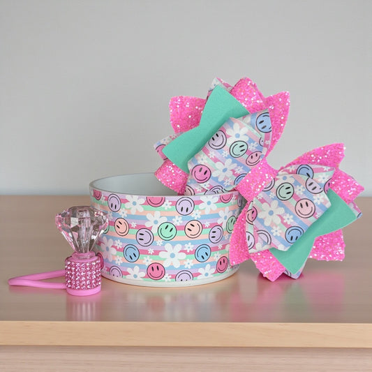 Hot Pink Smiley Bow