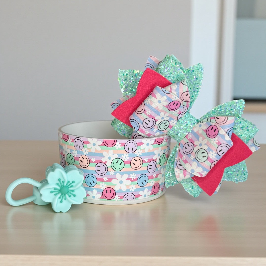 Mint Smiley Bow