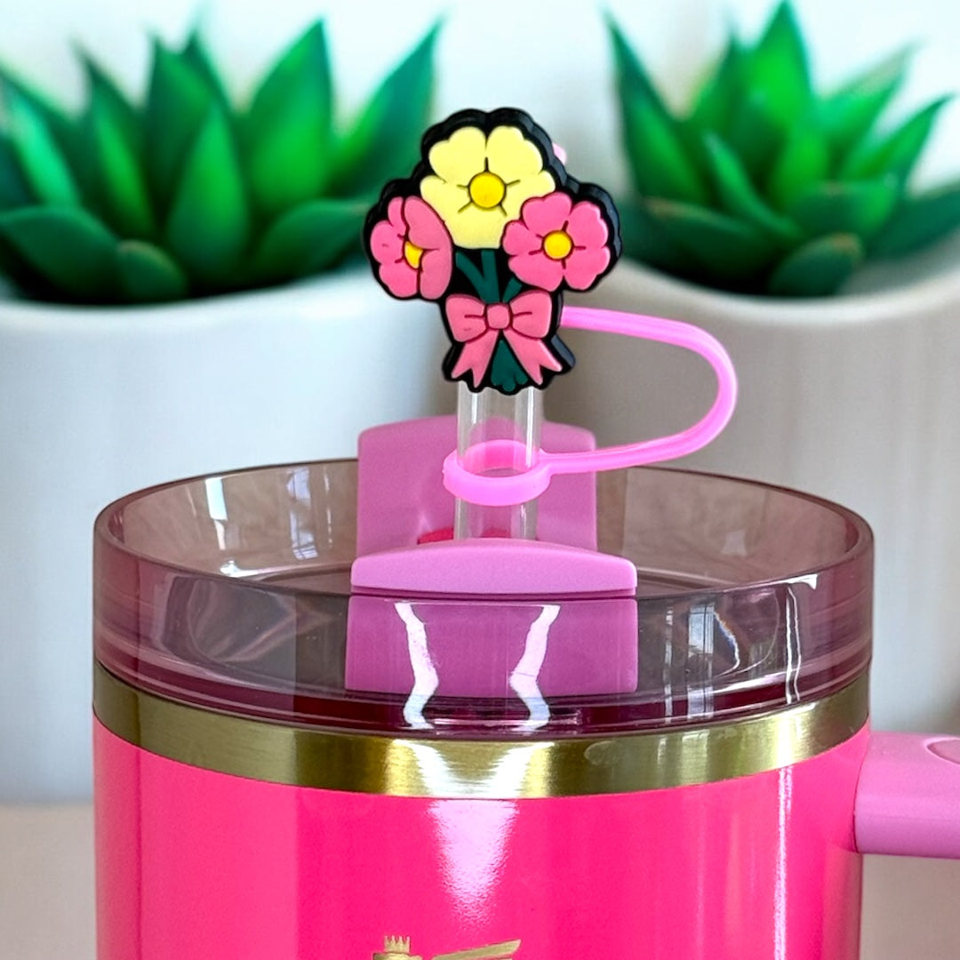 Bouquet of Flowers Straw Topper