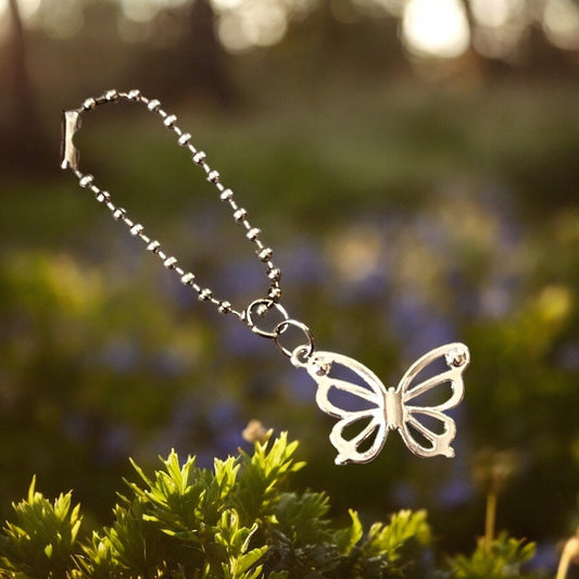 Large Silver Butterfly Handle Charm