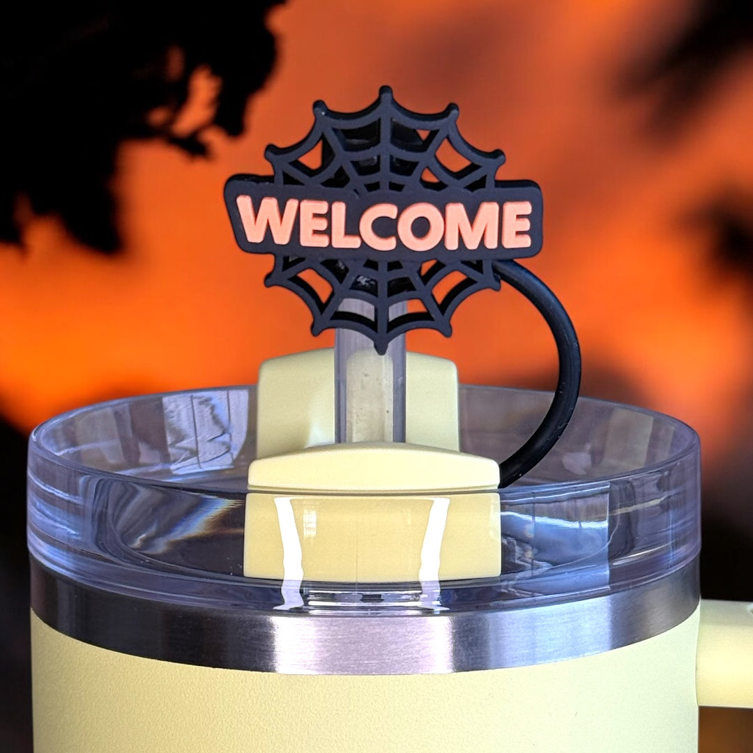 Welcome Halloween- Spider Web Straw Topper
