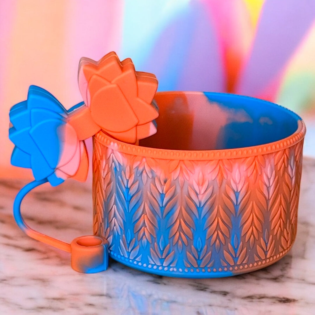 Gracie Coral Swirl Straw Topper