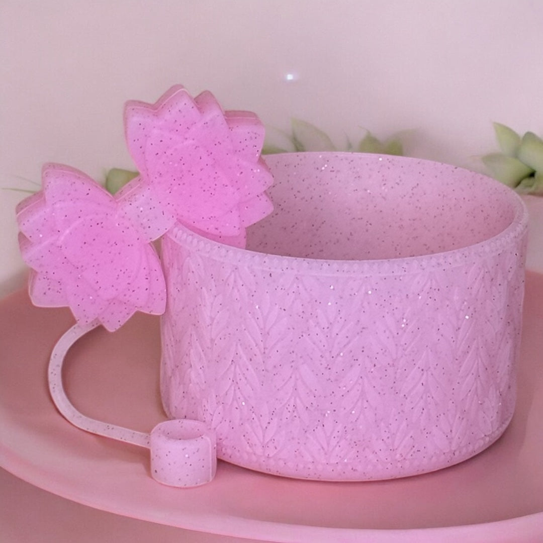 Gracie Blush Pink Glitter Straw Topper