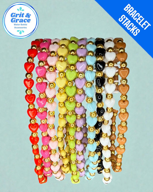 Petite Slim Heart Stretchy Cup Bracelet (Pick Color)