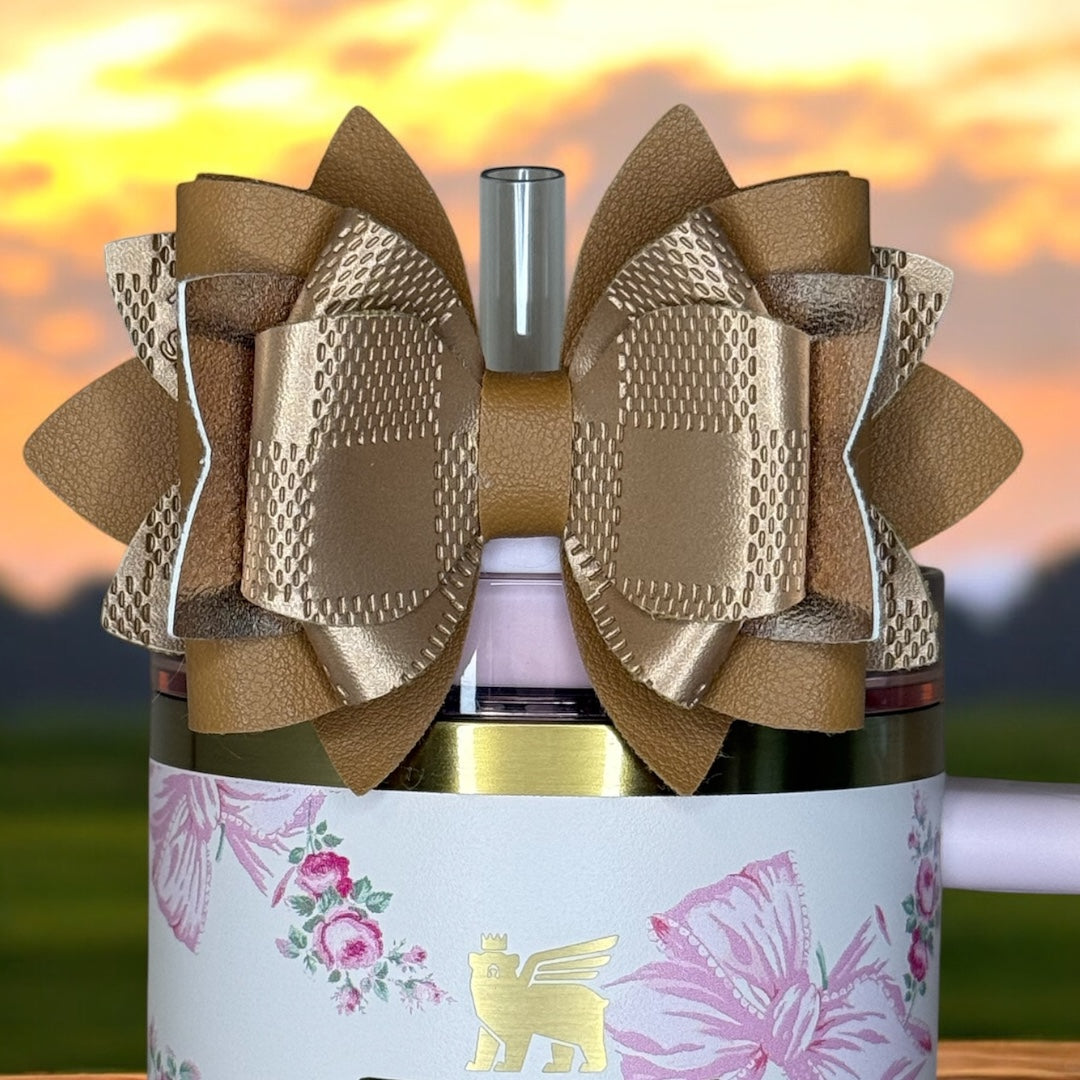 Tan Bougie Checkers Bow