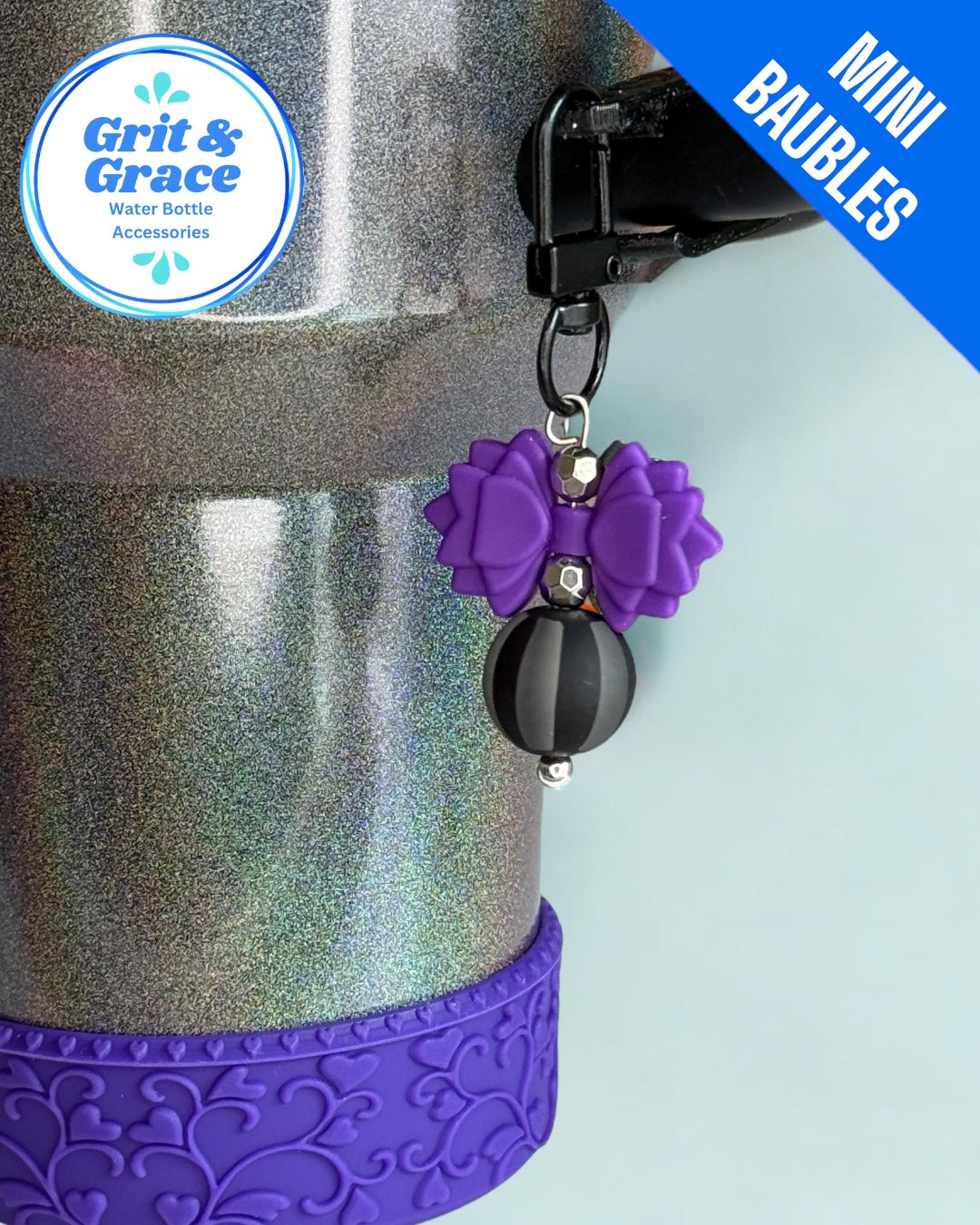 Gracie Mini Bauble - Deep Purple & Black Stripe