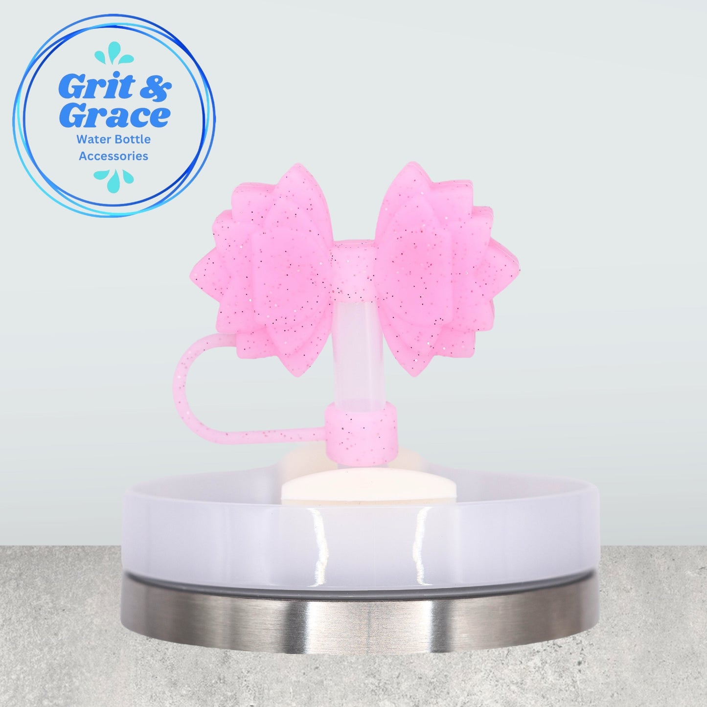 Gracie Blush Pink Glitter Straw Topper