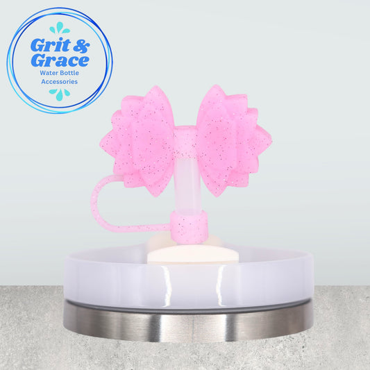 Gracie Blush Pink Glitter Straw Topper