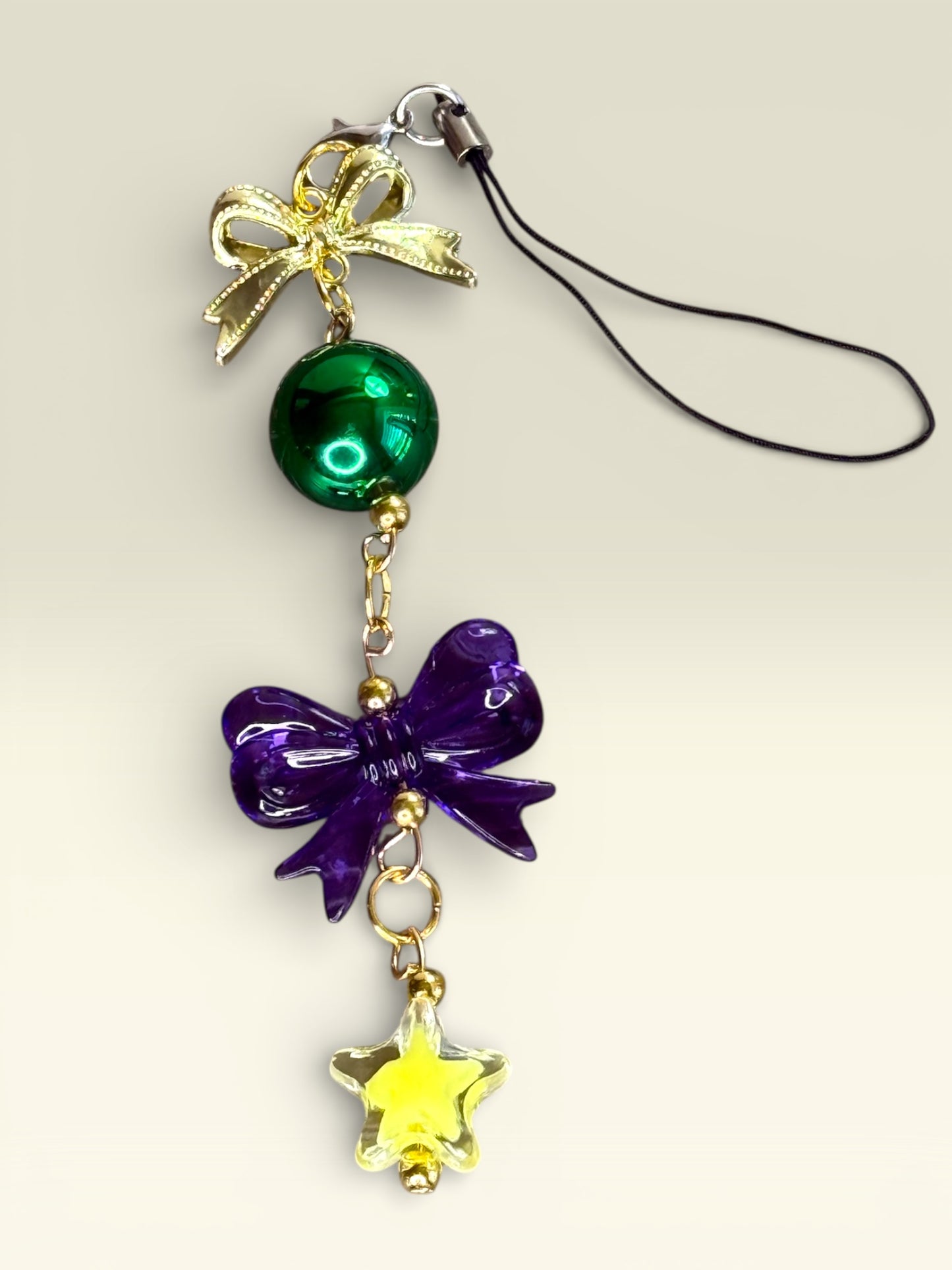 Hang Anywhere Mardi Gras Bow Bottle Charm