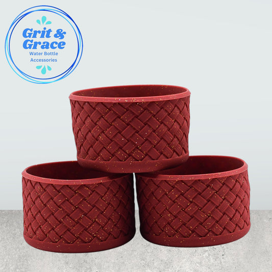 Basketweave Maroon & Gold Glitter Boot