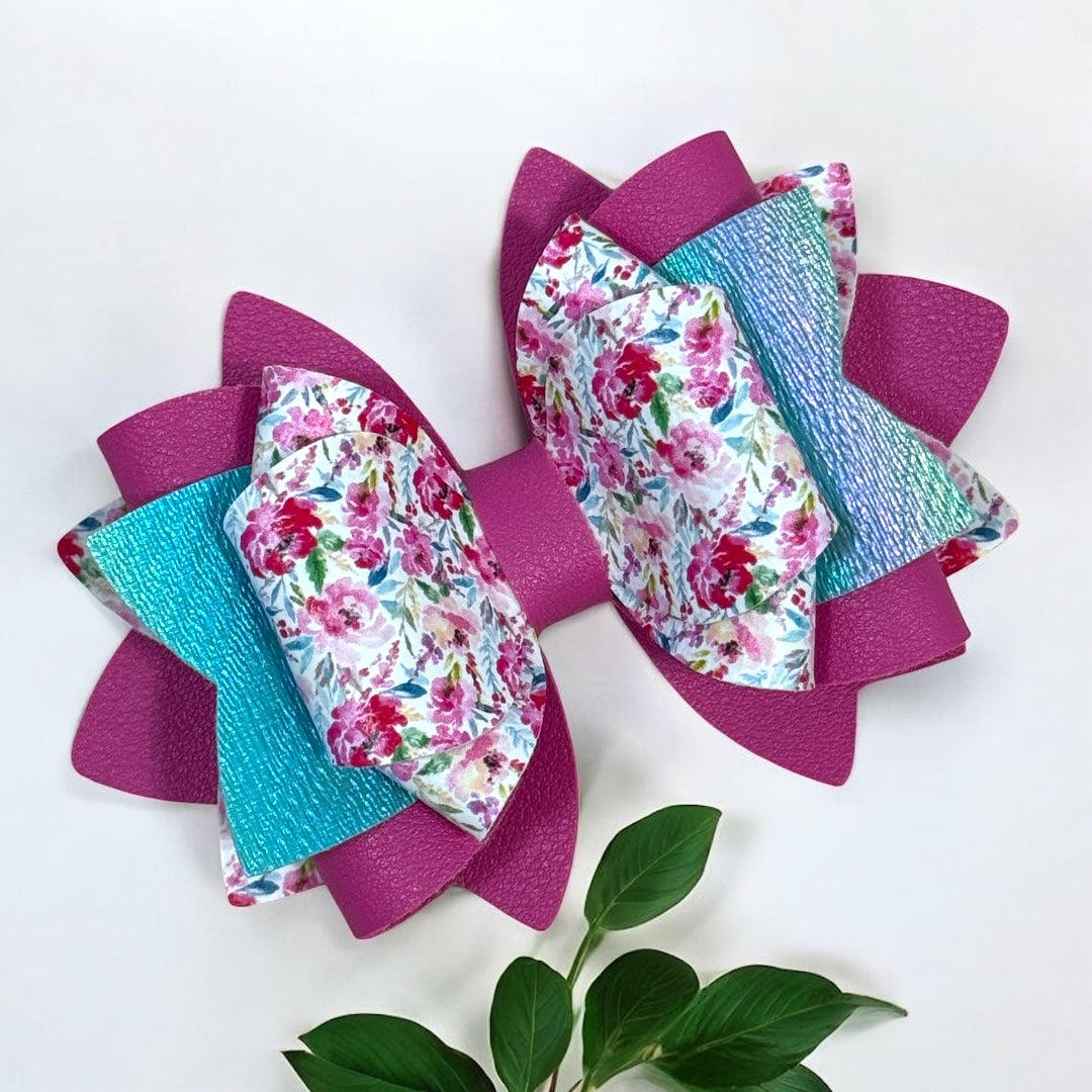 Peony Rose Print Bow