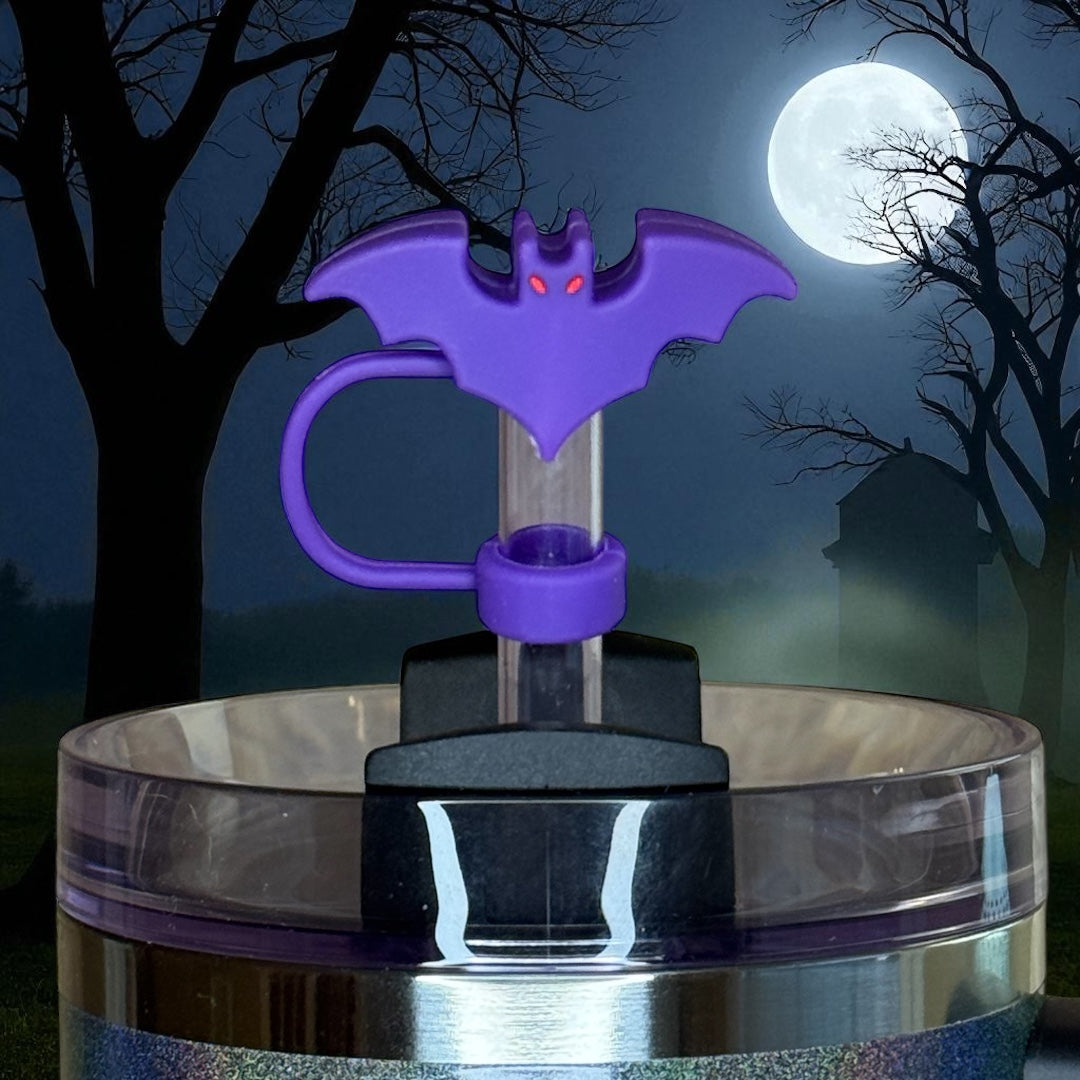 Spellcast Purple Bat Straw Topper