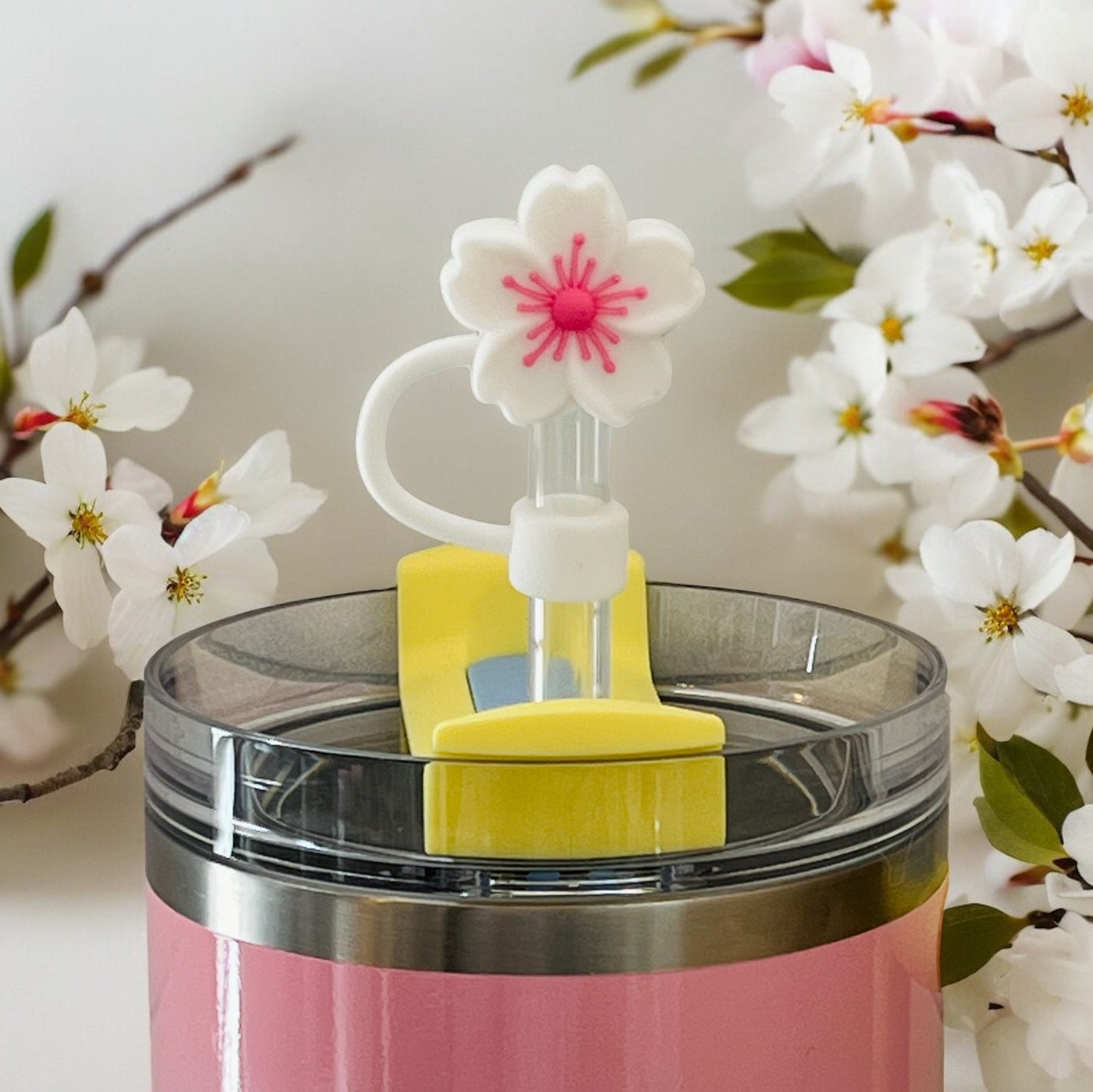 White & Pink Cherry Blossom Straw Topper