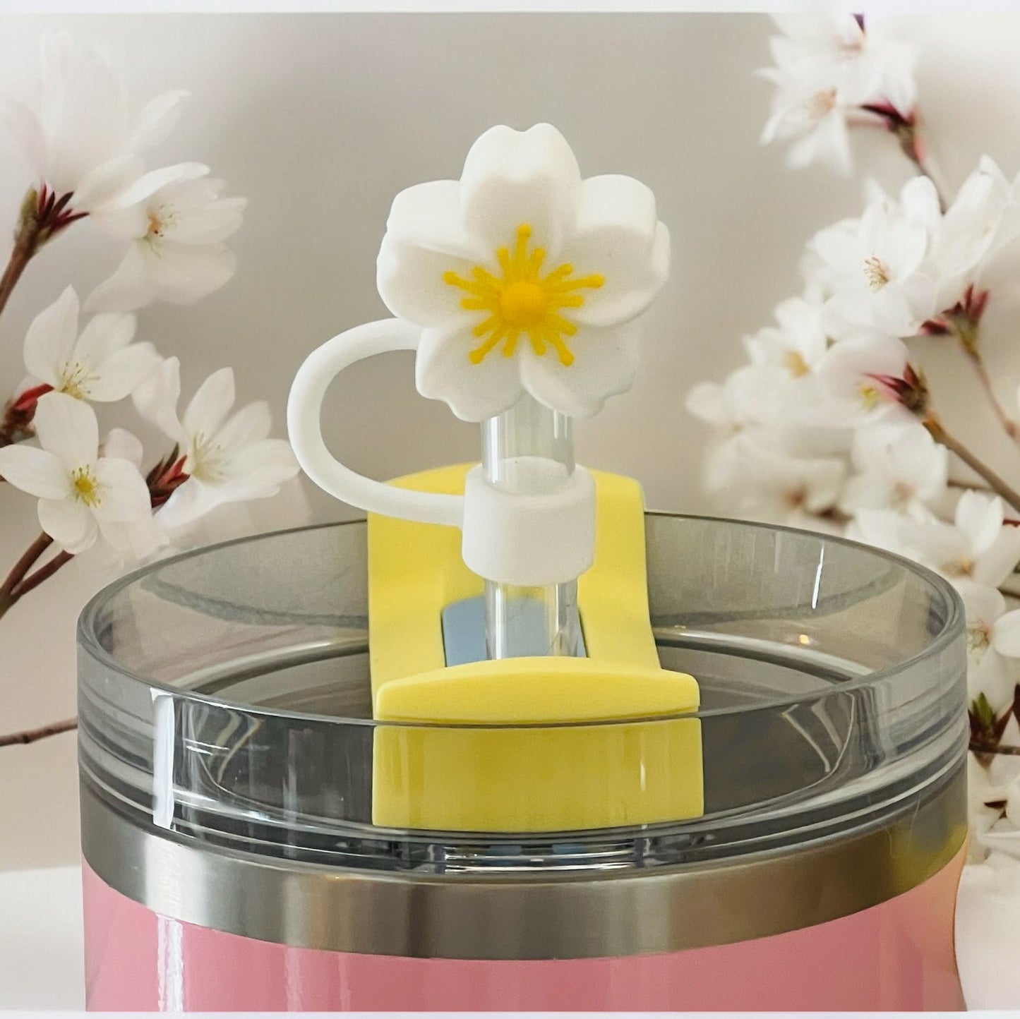 White & Yellow Cherry Blossom Straw Topper