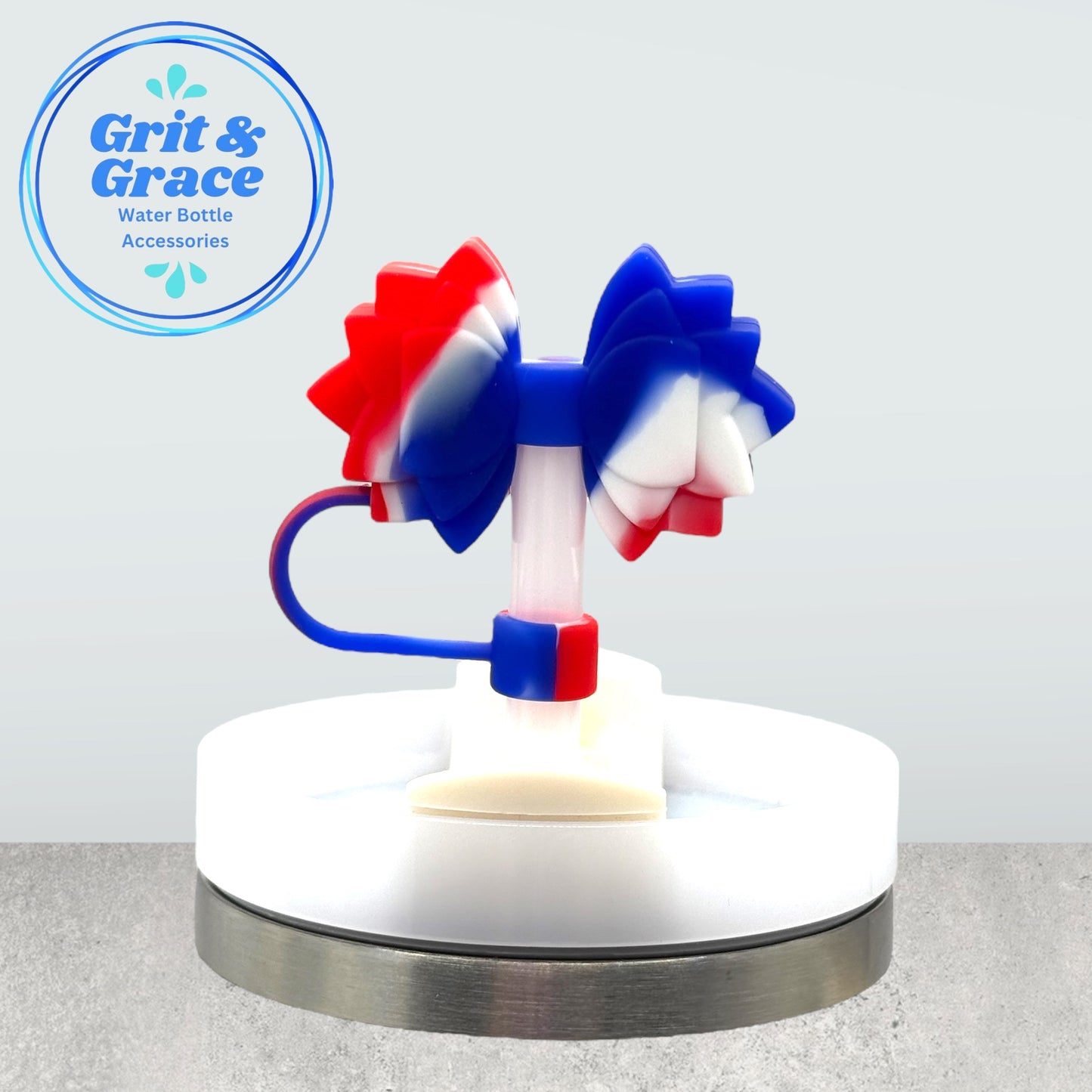 Gracie Red, White & Blue Swirl Straw Topper