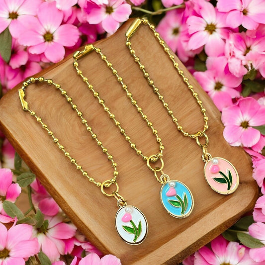 Tulip & Pearl Cameo Handle Charm