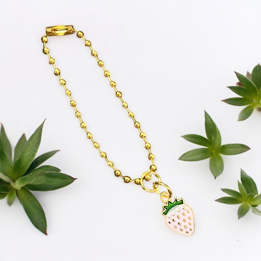 Micro Pink Strawberry Handle Charm