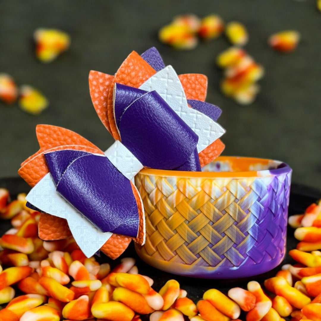 Basketweave Purple Candy Corn Swirl Boot