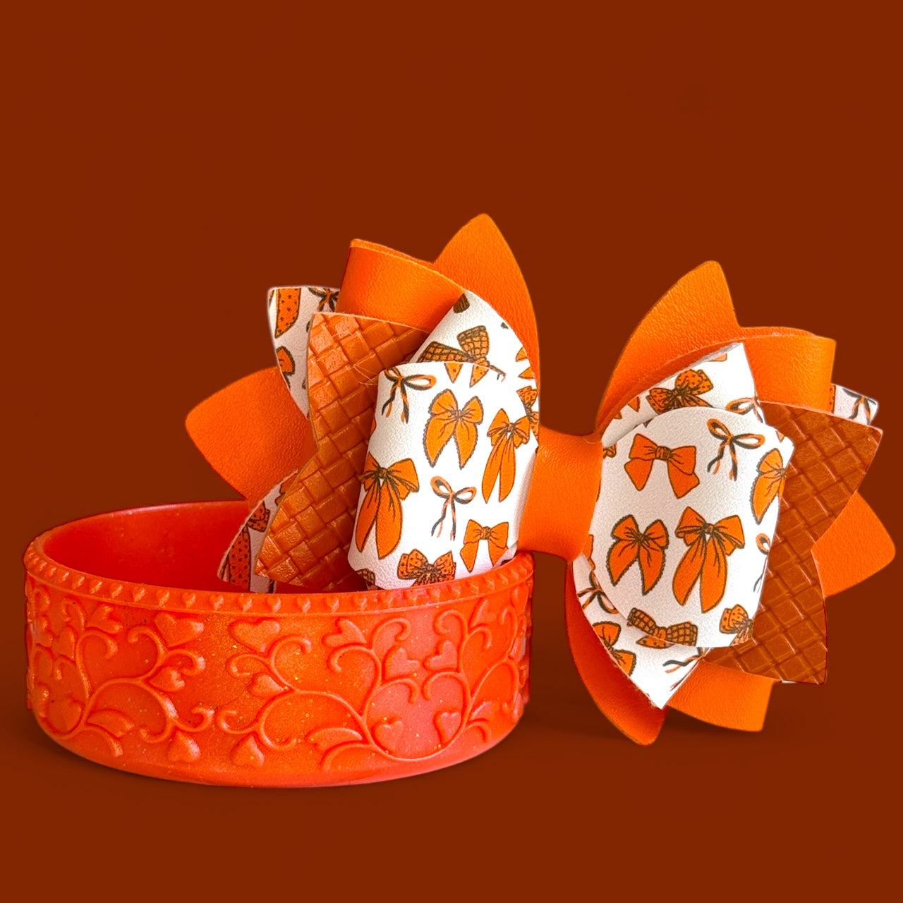 Pumpkin Orange Ribbons Bow