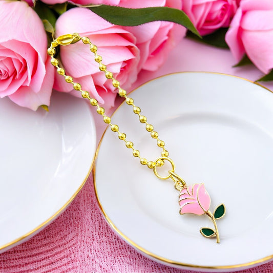 Pink Rose Handle Charm
