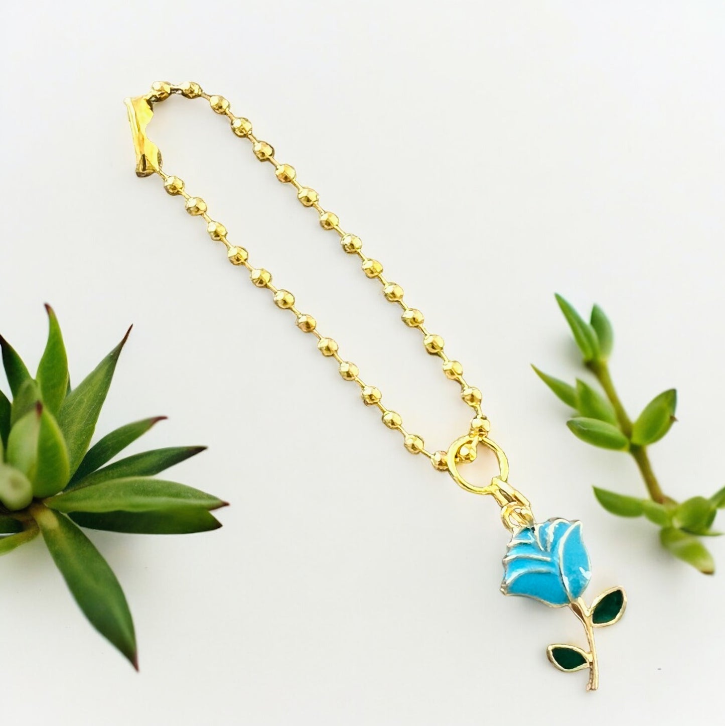 Teal Rose Handle Charm