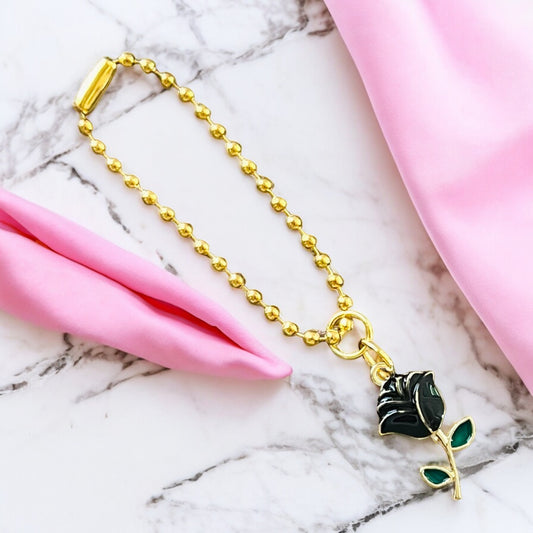 Black Rose Handle Charm