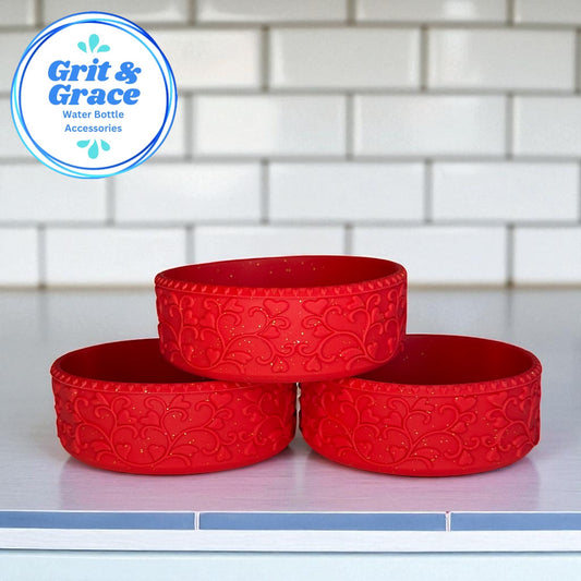 Heart Scroll Red & Gold Glitter Shorty Boot