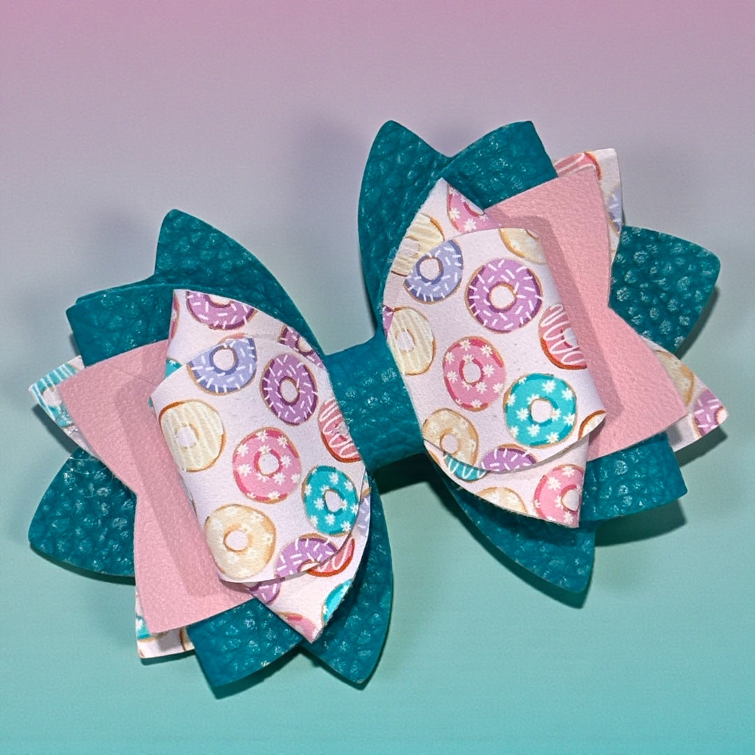 Teal Donut Bow