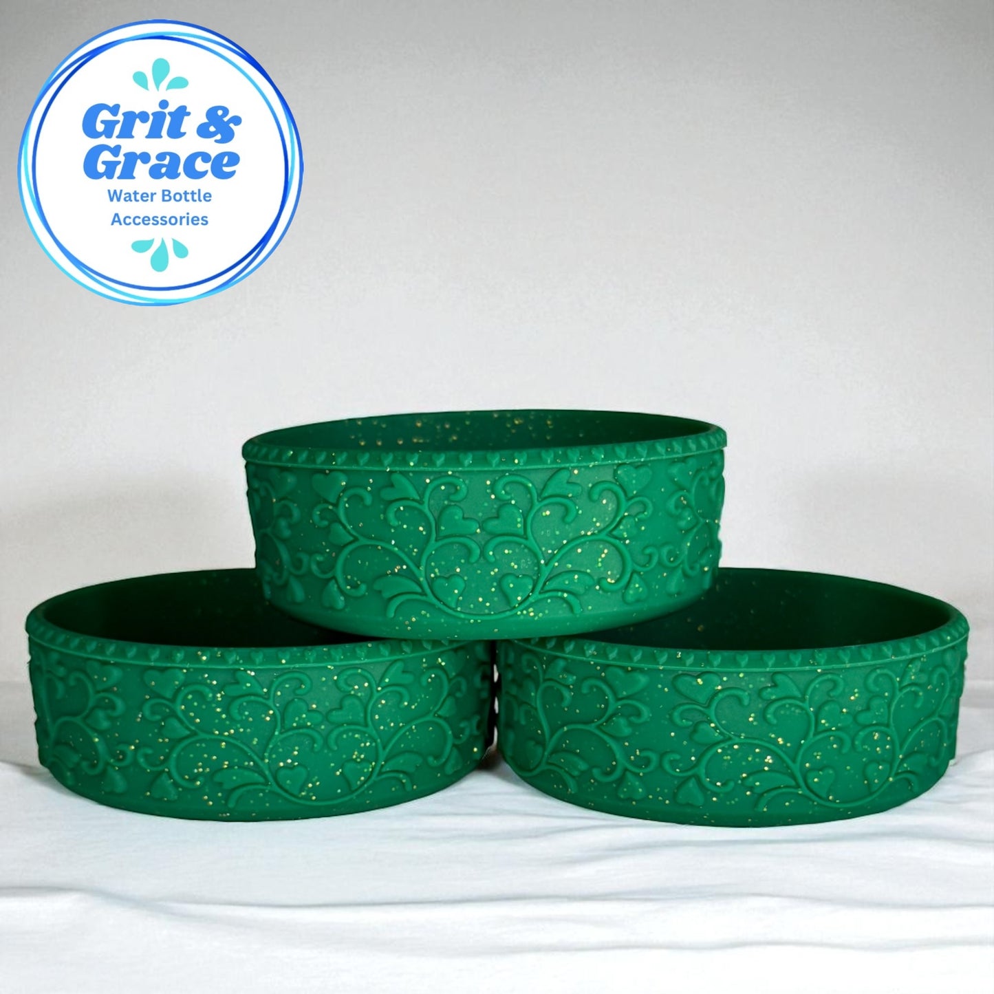 Heart Scroll Forest Green Glitter Shorty Boot