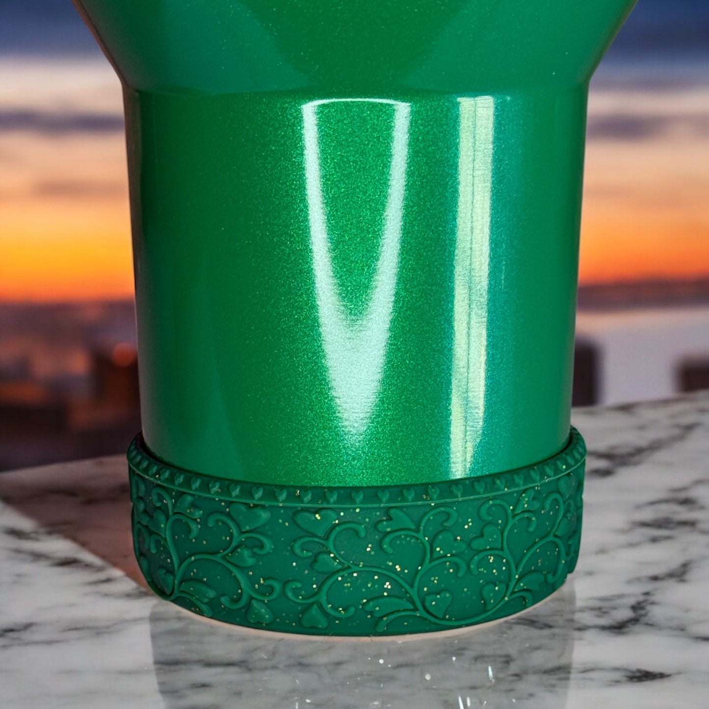 Heart Scroll Forest Green Glitter Shorty Boot