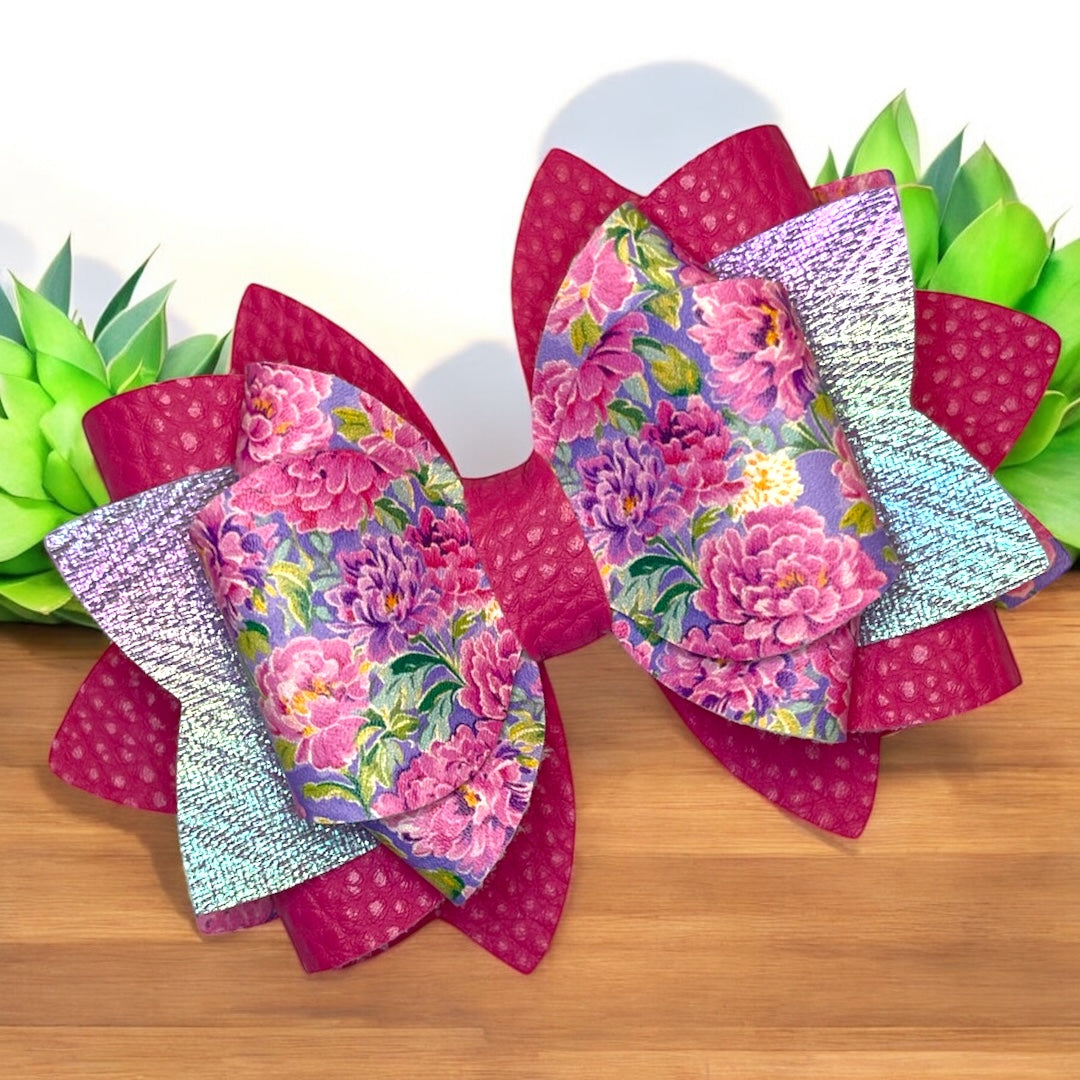 Purple Watercolor Hydrangea Bow