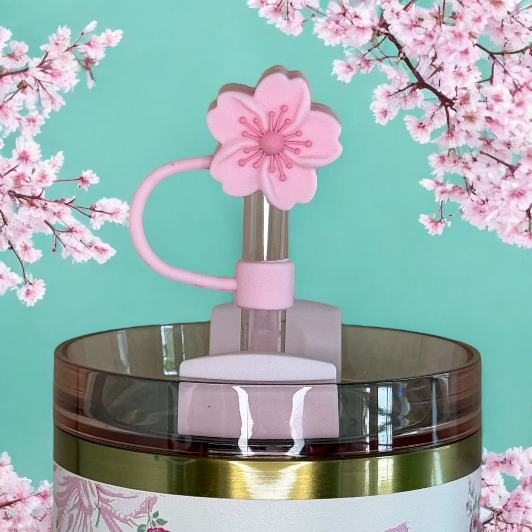 Pink Cherry Blossom Straw Topper