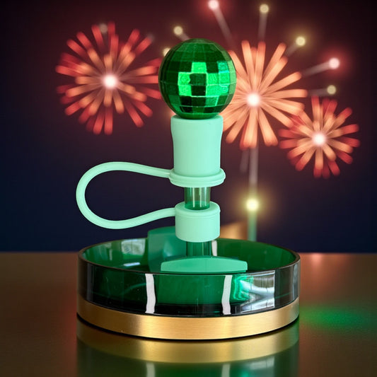 Green Disco Ball Straw Topper