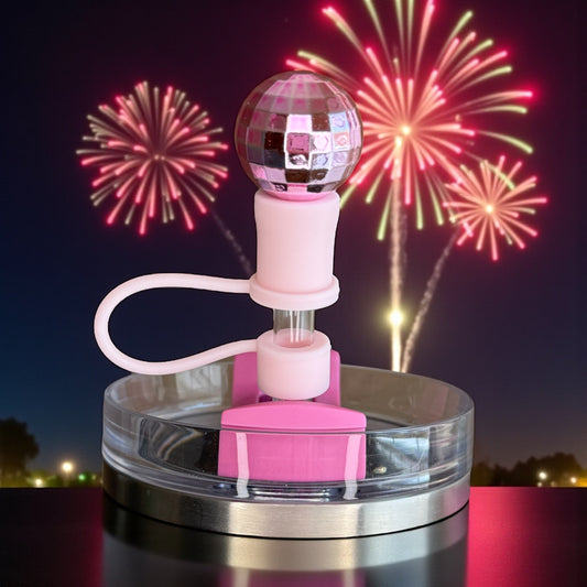 Pink Disco Ball Straw Topper